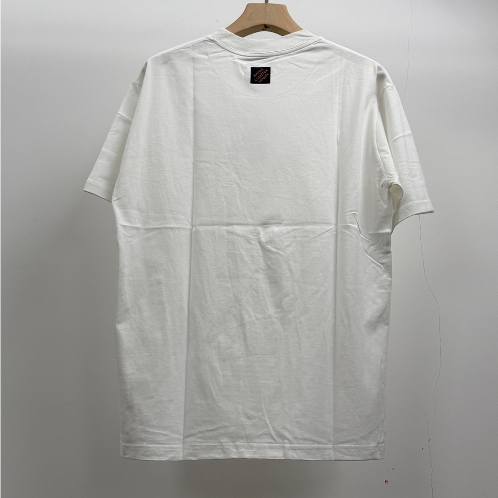 Louis Vuitton White Embroidered Script Logo T-Shirt - Picture 6 of 7